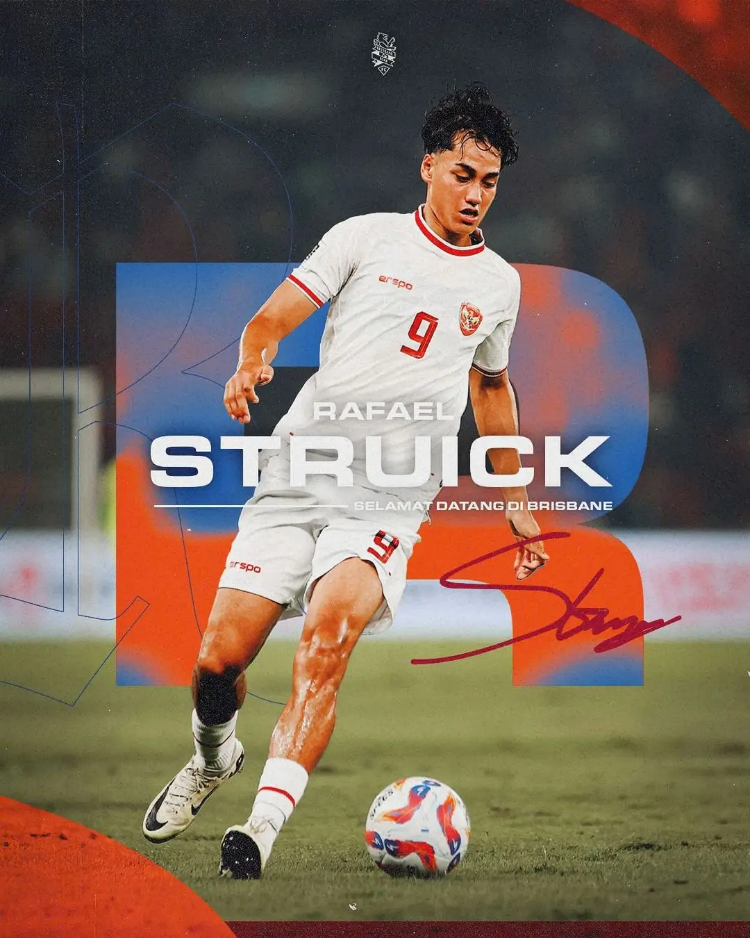 Striker Timnas Indonesia, Rafael Struick bergabung dengan Brisbane Roar di Australia. (Foto: Instagram Brisbane Roar)