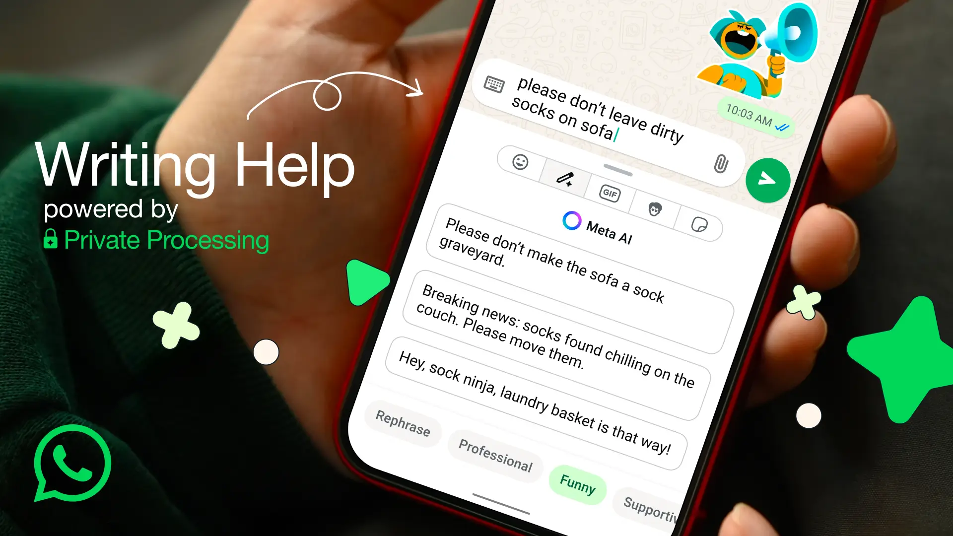 Foto: Fitur Writing Help (dok. WhatsApp)