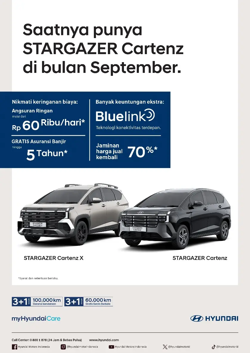 Hyundai Tawarkan Program Spesial September  Mulai dari Bunga 0 Persen hingga Cicilan Rp60 Ribu per Hari 
