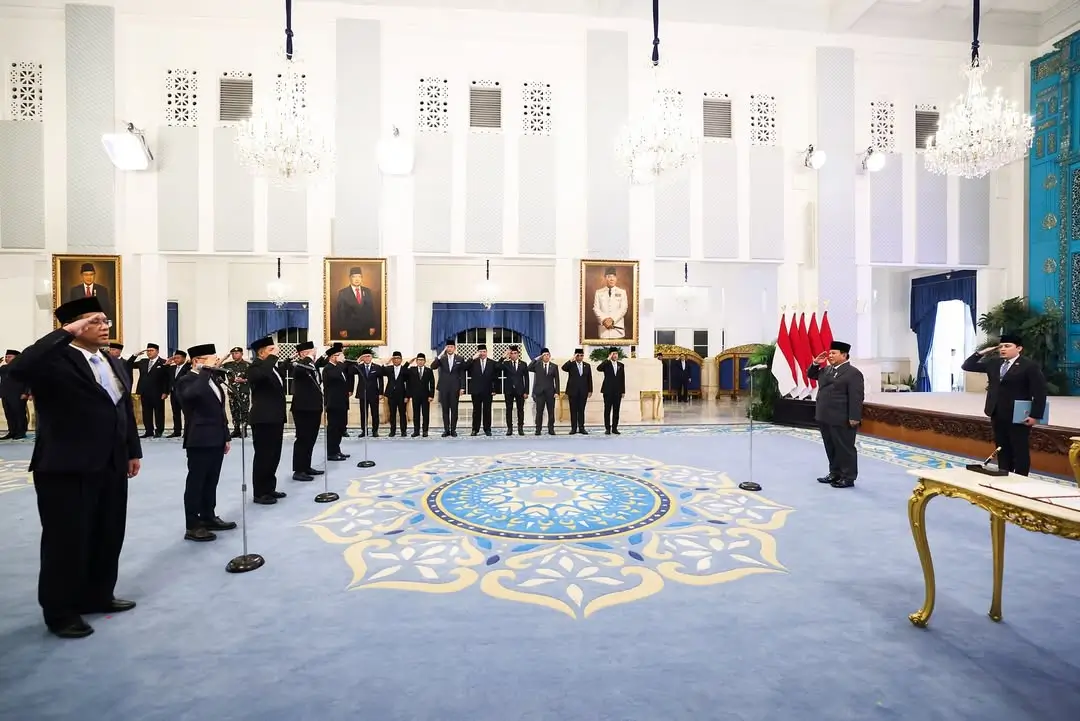 Pelantikan empat menteri dan satu wakil menteri baru Kabinet Merah Putih di Istana Kepresidenan, Jakarta, Senin (08/09/25). (Foto: Instagram/presidenrepublikindonesia)