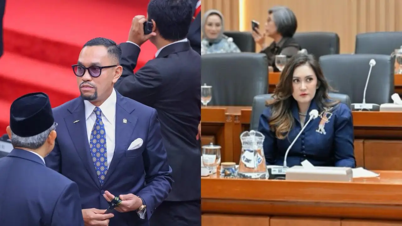 Anggota Partai NasDem, Ahmad Sahroni (kiri) dan Nafa Urbach (kanan). (Foto: Instagram @ahmadsahroni88 dan @nafaurbach)