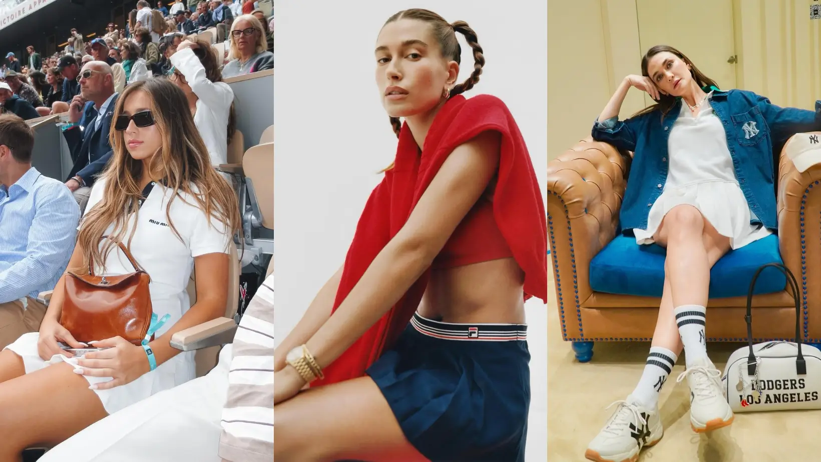 Foto: Tate McRae, Hailey Bieber dan Luna Maya dalam balutan gaya tenniscore (Instagram/@tatemcrae, @haileybieber, @lunamaya)