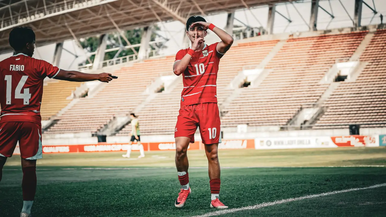 Amar Brkic mencetak gol kedua Timnas Indonesia U-20 ke gawang Timnas Australia U-20. Foto PSSI.