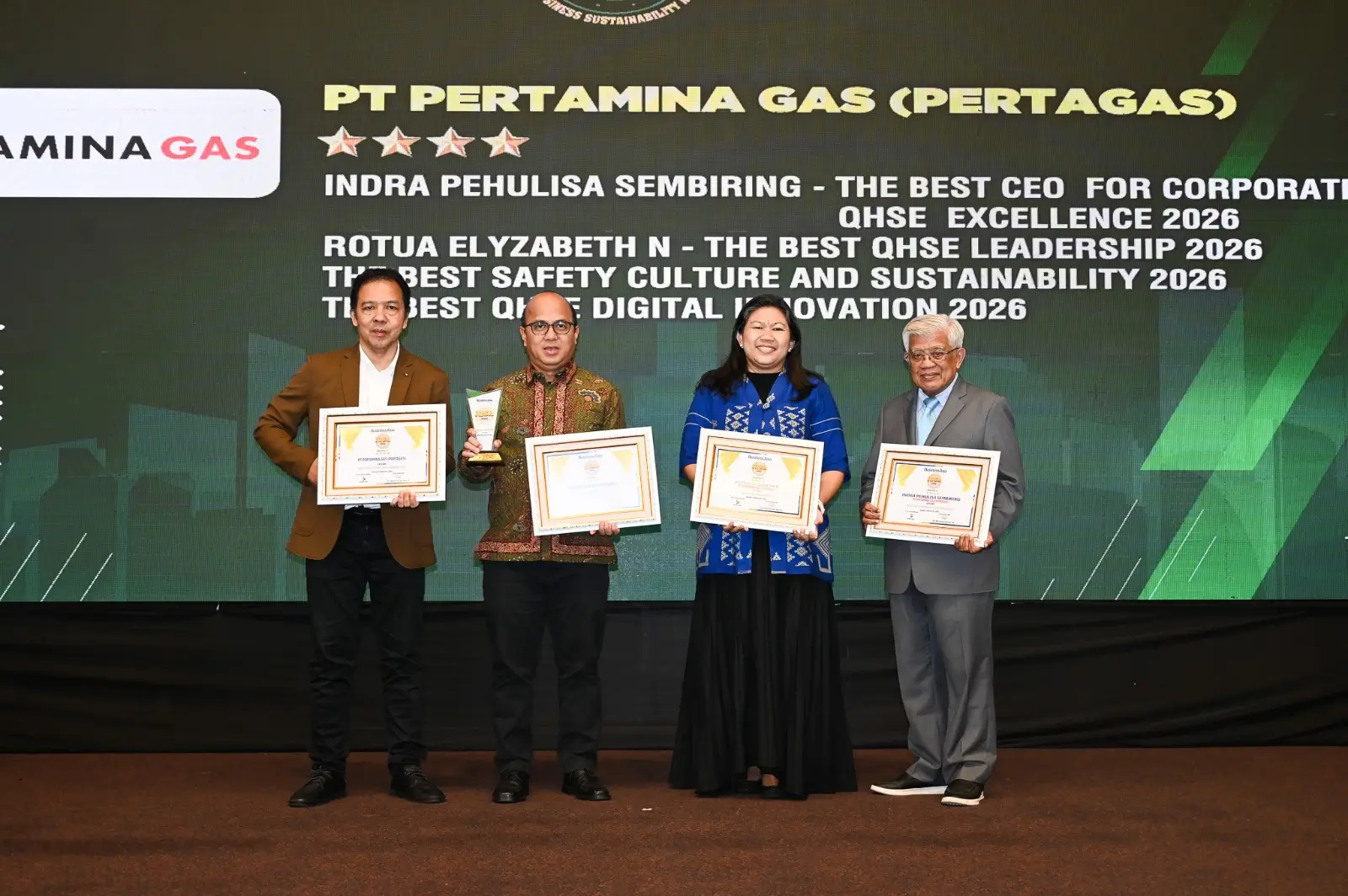 PT Pertamina Gas (Pertagas) kembali menorehkan prestasi dengan meraih empat penghargaan dalam ajang Indonesia QHSE for Business Sustainability Awards (IQSA) 2026. Dok. PT Pertamina Gas (Pertagas)