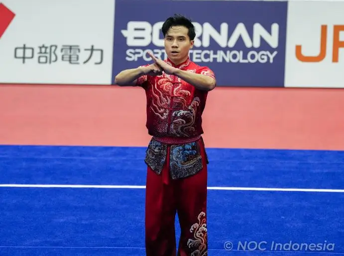 Seraf Naro Siregar menjadi atlet pertama yang menyumbangkan medali bagi Tim Indonesia pada Asian Games Aichi-Nagoya 2026. Foto NOC Indonesia.
