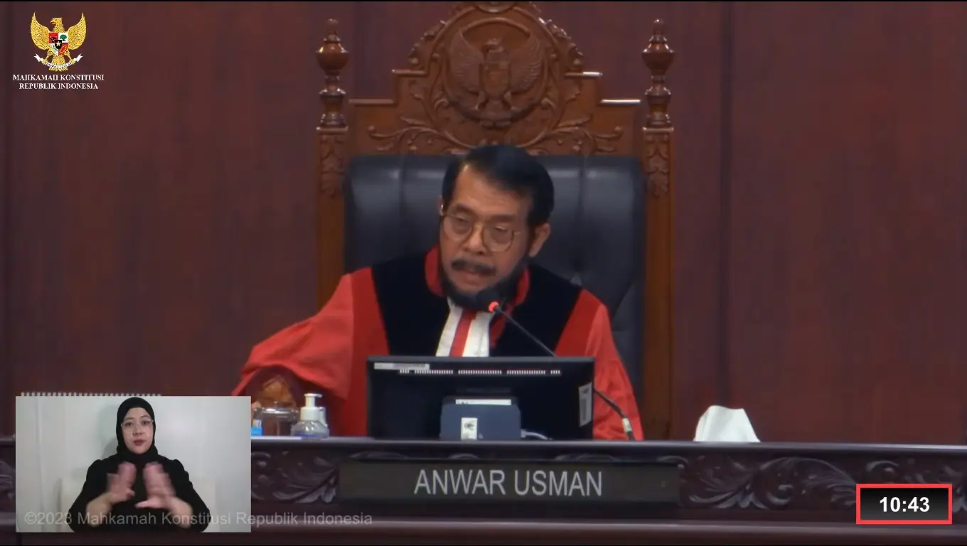 Ketua Mahkamah Konstitusi (MK) Anwar Usman. (Foto: Tangkapan layar YouTube/Mahkamah Konstitusi RI)