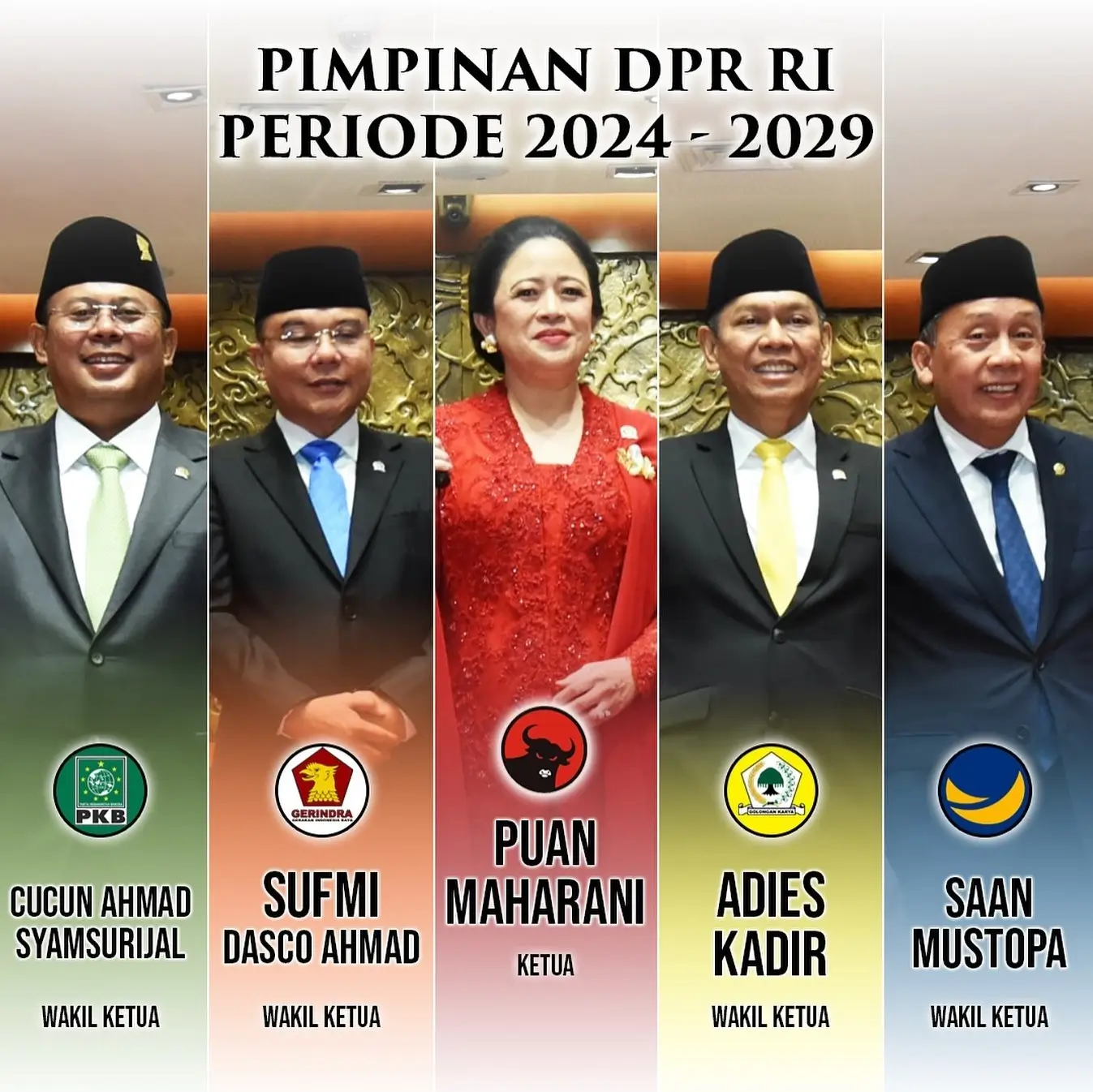 Pimpinan DPR RI periode 2024-2029. (Foto: Instagram/dpr_ri)