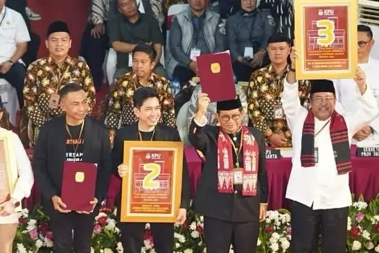 Paslon Cagub-Cawagub Pilkada Jakarta 2024, Dharma-Kun (nomor urut 2) dan Pramono-Rano Karno (nomor urut 3). (Foto: Instagram/kpu_dki)