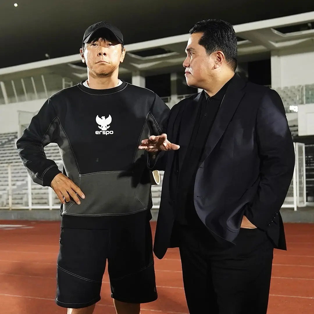 Pelatih Timnas Indonesia, Shin Tae-yong dan Ketua Umum PSSI, Erick Thohir. (Foto: Instagram Shin Tae-yong)