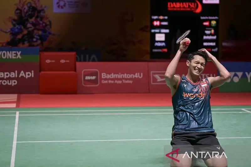 Foto: Pebulu tangkis tunggal putra Indonesia Jonatan Christie. (ANTARA FOTO/Fauzan/rwa.)