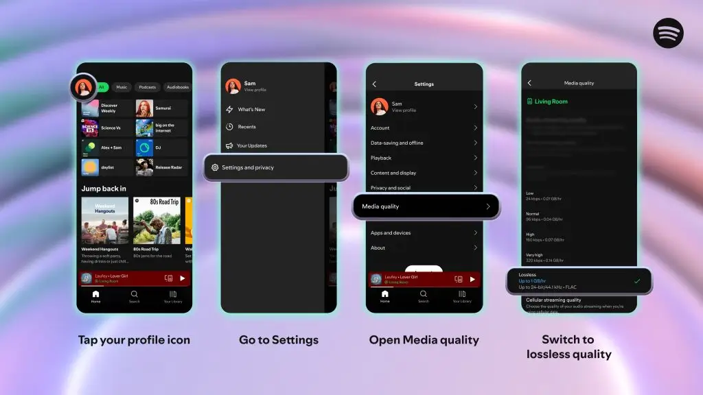 Foto: Fitur Lossless (dok. Spotify)