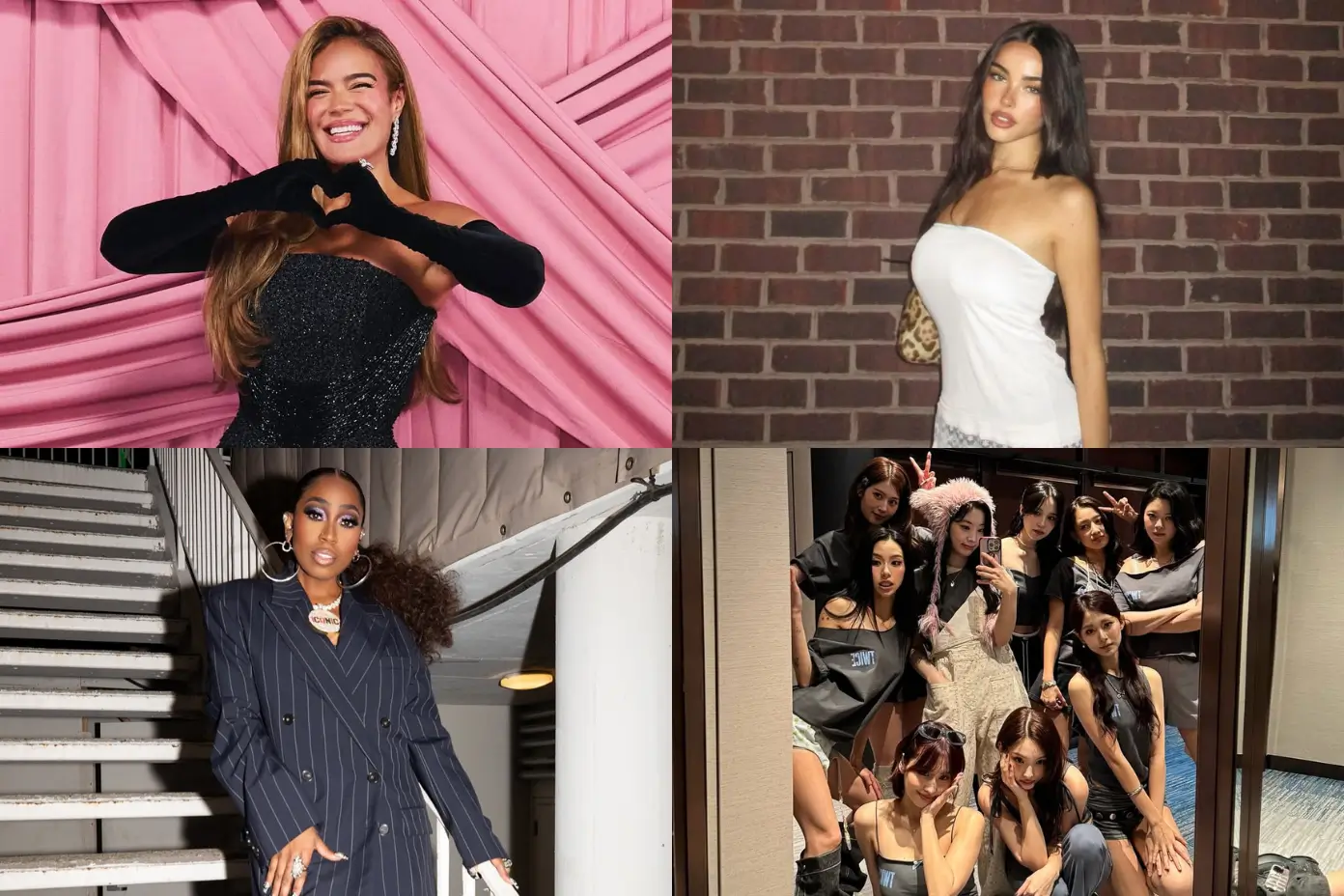KAROL G, Madison Beer, Missy Elliott, dan TWICE. (Foto: Instagram/karolg, madisonbeer, missymisdemeanorelliott, twicetagram)