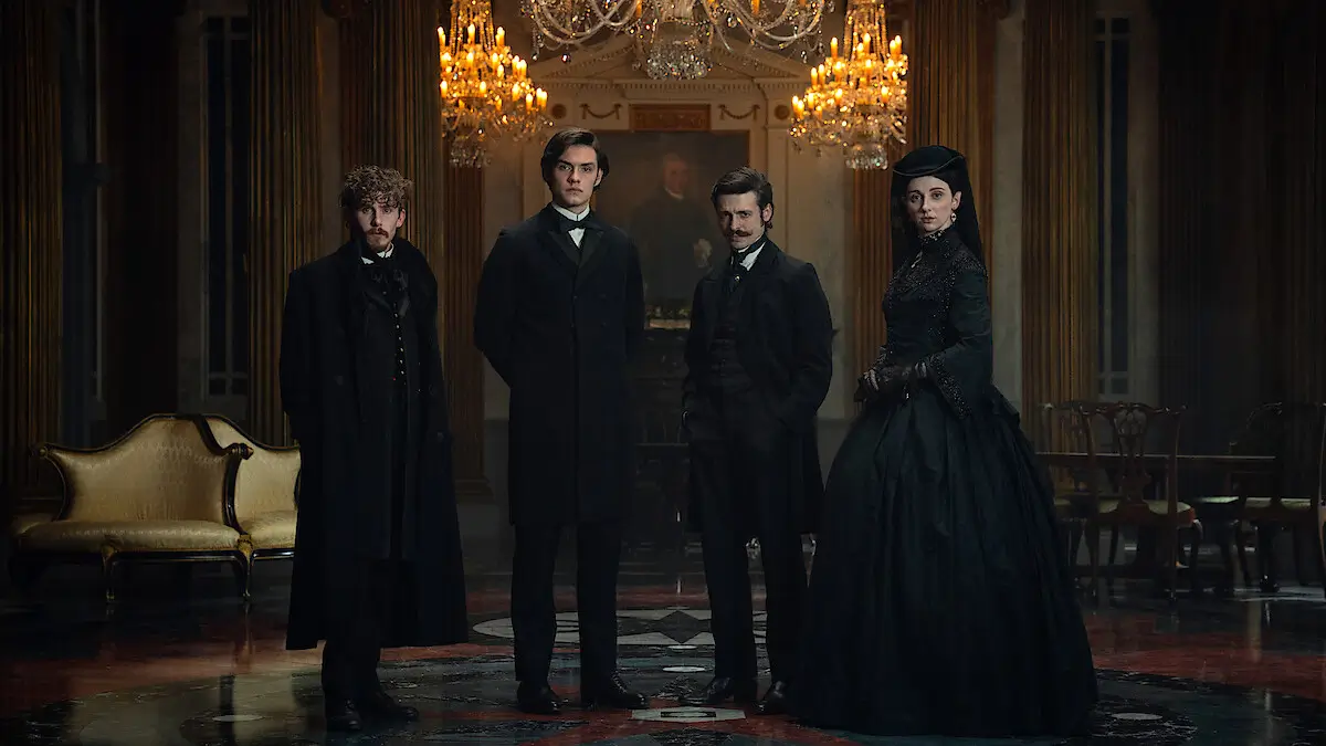Foto: Fionn O’Shea, Louis Partridge, Anthony Boyle, Emily Fairn dalam House of Guinness (dok. Netflix)