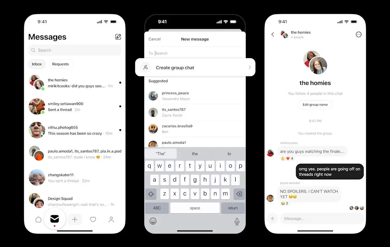 Foto: Fitur Group Chat Threads (dok. Meta)