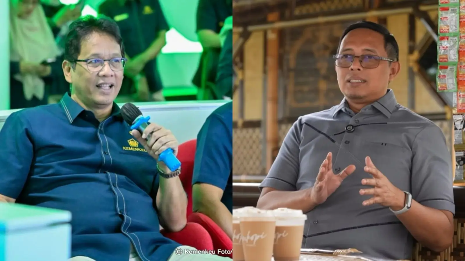 Menteri Keuanga RI, Purbaya Yudhi Sadewa (kiri) dan mantan Kepala PCO, Hasan Nasbi (kanan). (Foto: Kemenkeu Foto/Biro KLI - Wismu Nanda R. R. dan tangkapan layar YouTube/Hasan Nasbi)