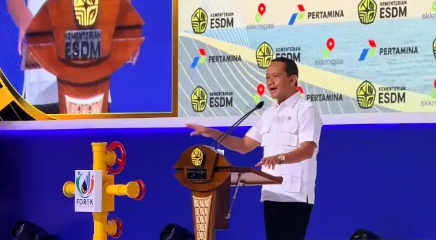 Menko Bidang Hilirisasi dan Transisi Energi/Menteri ESDM Bahlil Lahadalia membuka FOREK Hulu Migas 2026 di Kempinski Grand Ballroom, Jakarta, Rabu (28/10). (Foto: Istimewa)