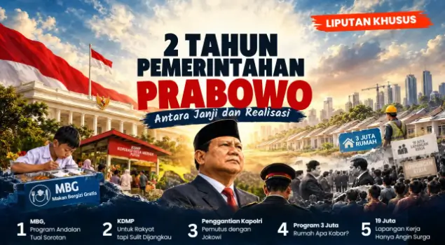 Ilustrasi 2 tahun pemerintahan Prabowo. (Foto: Dok. ThePhrase.id/Ferian Ibrahim)
