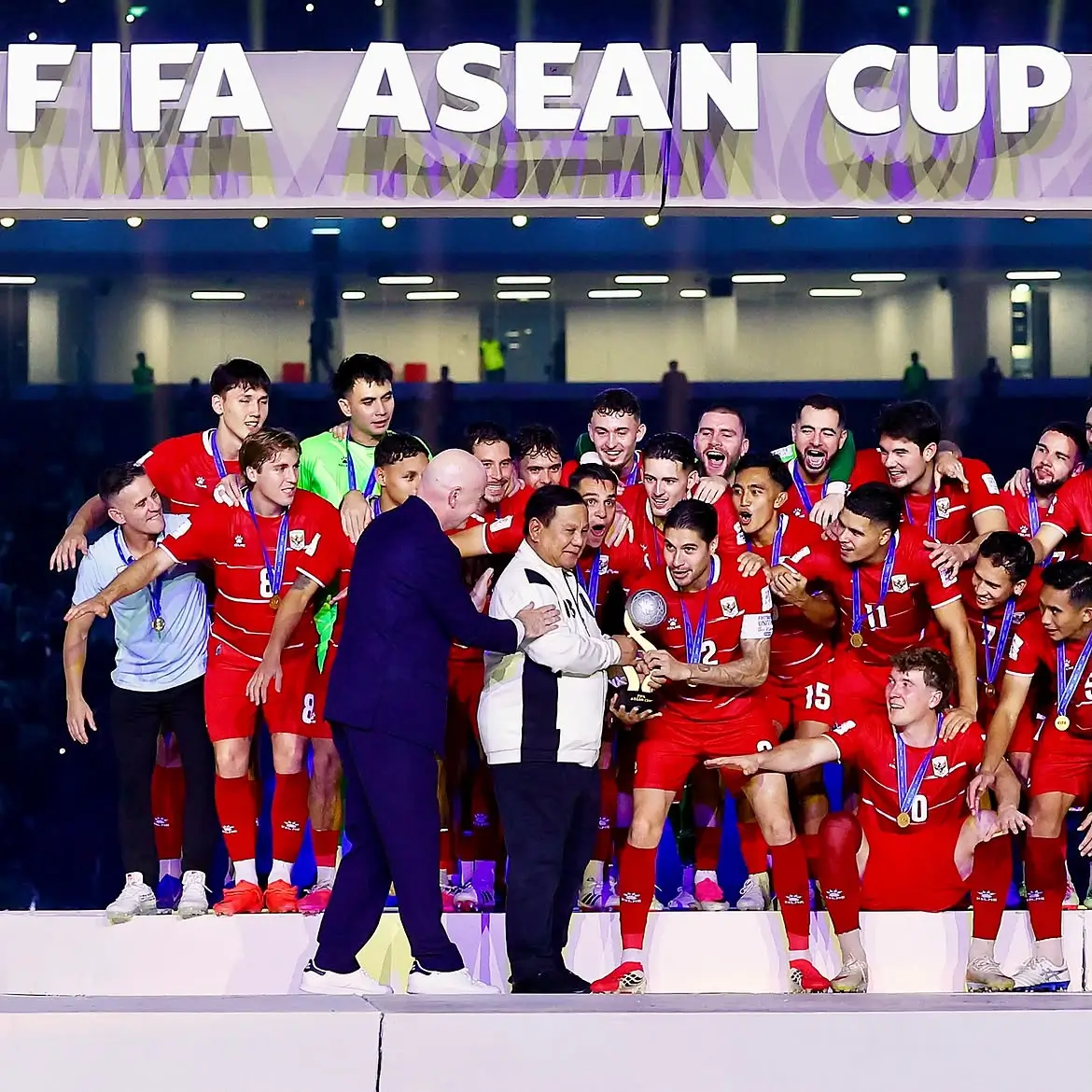 Keberhasilan Timnas Indonesia menjuarai FIFA ASEAN Cup 2026 setelah mengalahkan Timnas Thailand melalui adu penalti menjadi penutup dari edisi perdana turnamen yang digagas Presiden FIFA, Gianni Infantino. Foto Instagram Gianni Infantino.