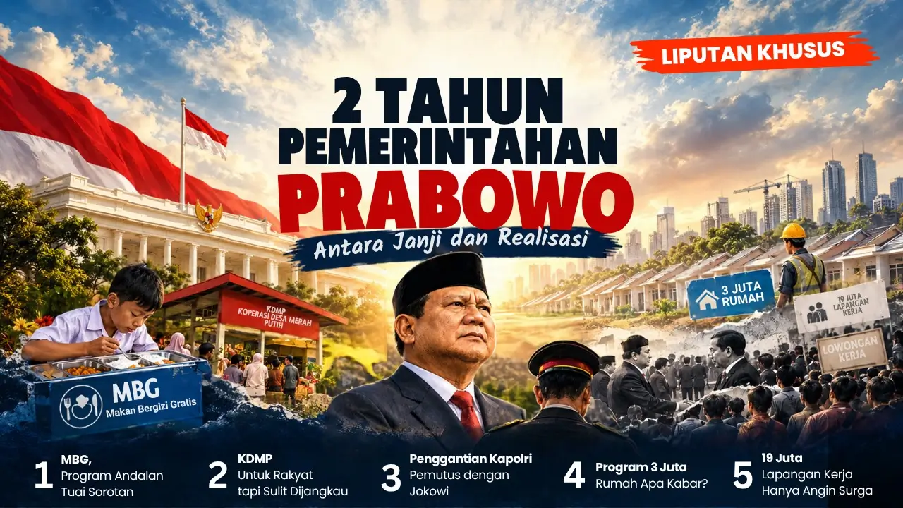 Ilustrasi 2 tahun pemerintahan Prabowo Subianto. Foto: DOk.Thephrase.id