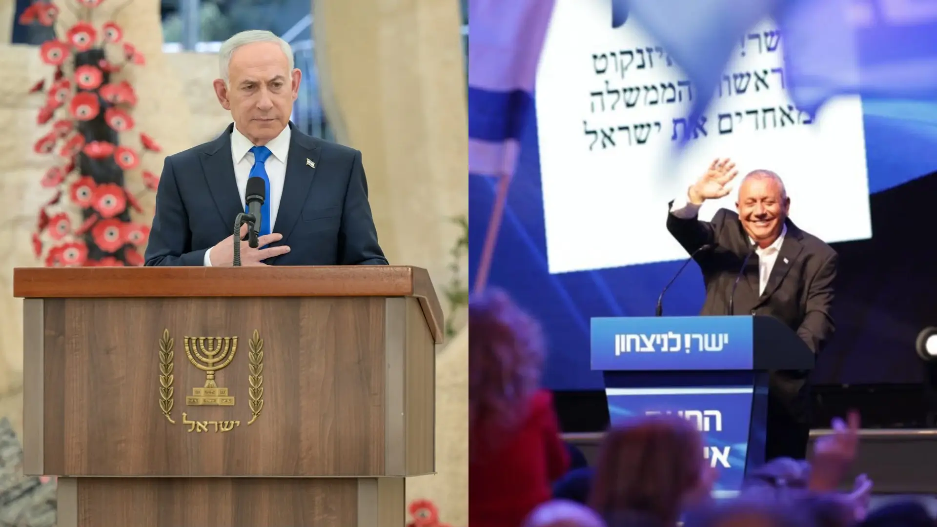 Perdana Menteri Israel, Benjamin Netanyahu (kiri) dan Pemimpin Partai Yashar, Gadi Eisenkot (kanan). (Foto: X/IsraeliPM dan Instagram/gadi_eisenkot)