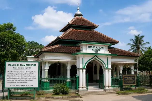 Mesjid Al Alam atau dikenal dengan Mesjid Si Pitung Marunda di Jakarta Utara, merupakan salah satu masjid bersejarah yang menjadi bagian dari perjalanan sejarah Kota Jakarta. (Foto: Istimewa)