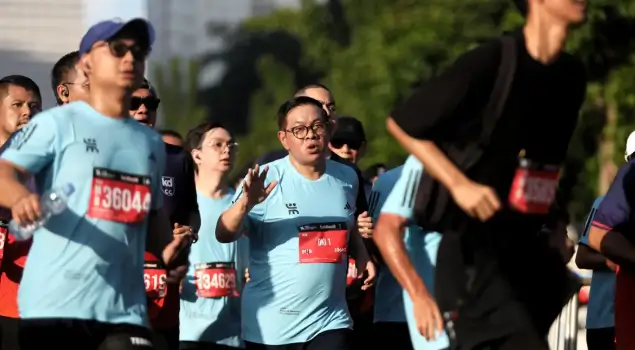 Gubernur DKI Jakarta, Pramono Anung, saat mengikuti Jakarta Running Festival 2025. (Foto: Beritajakarta.id)