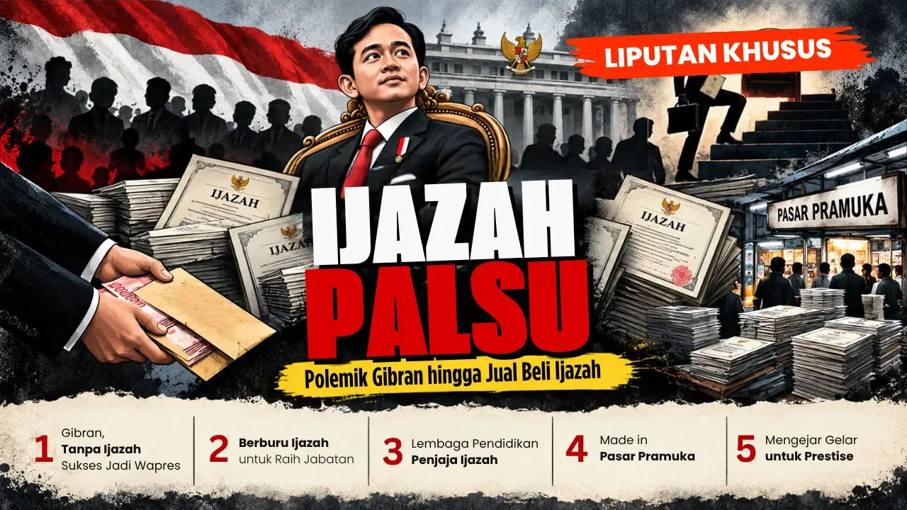 Ilustrasi polemik ijazah palsu Gibran Rakabuming Raka. Foto: Dok.ThePhrase.id