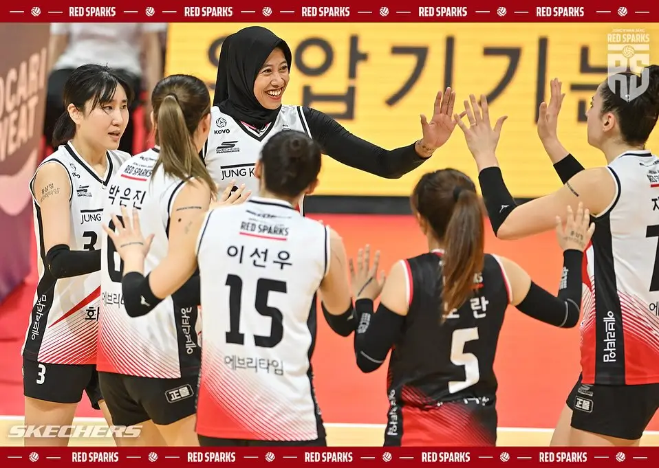 Megawati berhasil memperlihatkan kehebatannya di Korean V-League 2023/2024. Salah satunya dengan terpilih sebagai MVP putaran pertama (Foto: Red Sparks)