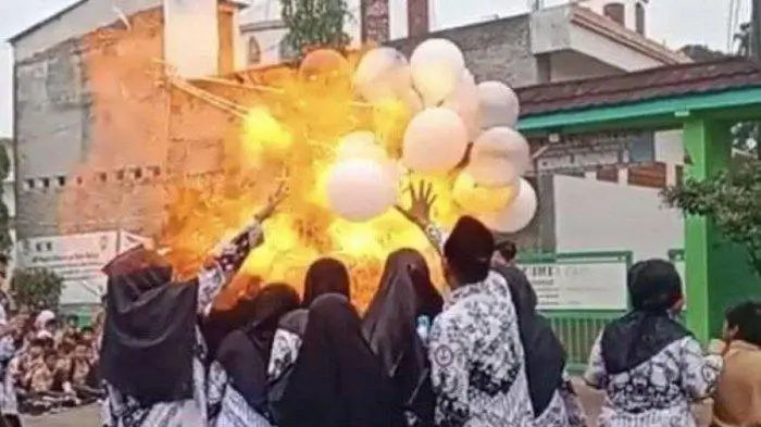 Foto: Tangkapan Layar Balon Gas Meledak