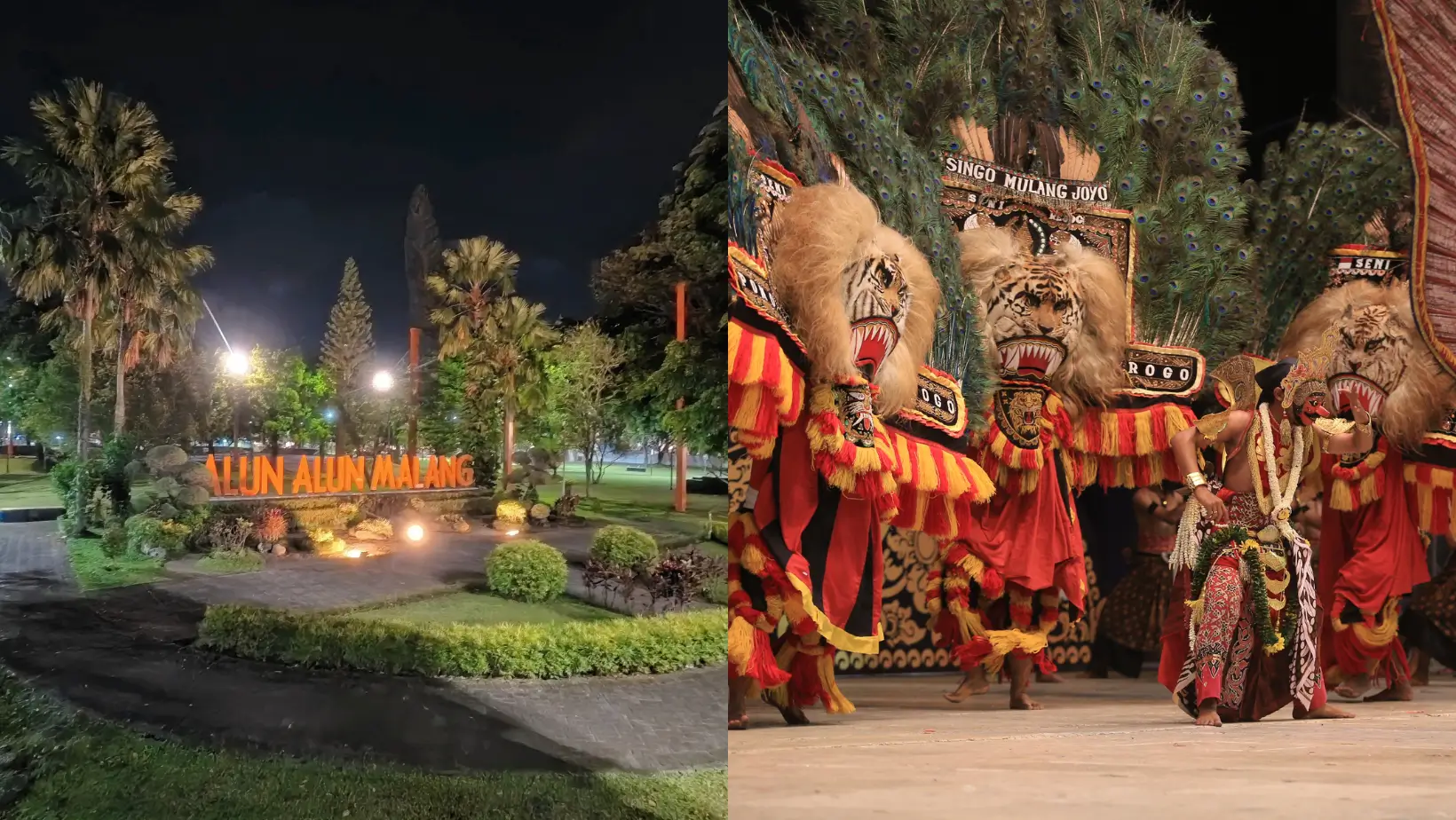  Kota Malang dan Reog Ponorogo. (Foto: Canva/Dian H & Bagas BimantarA)