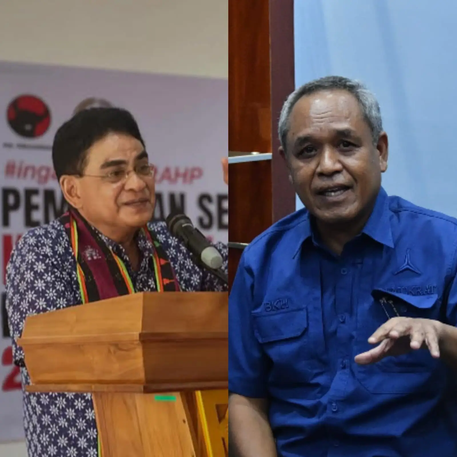 Ketua DPP PDIP Andreas Huga Pareira (kiri) dan politisi Demokrat Benny Kabur Harman (kanan). Foto: Instagram @andreaspareira dan dok. mprri