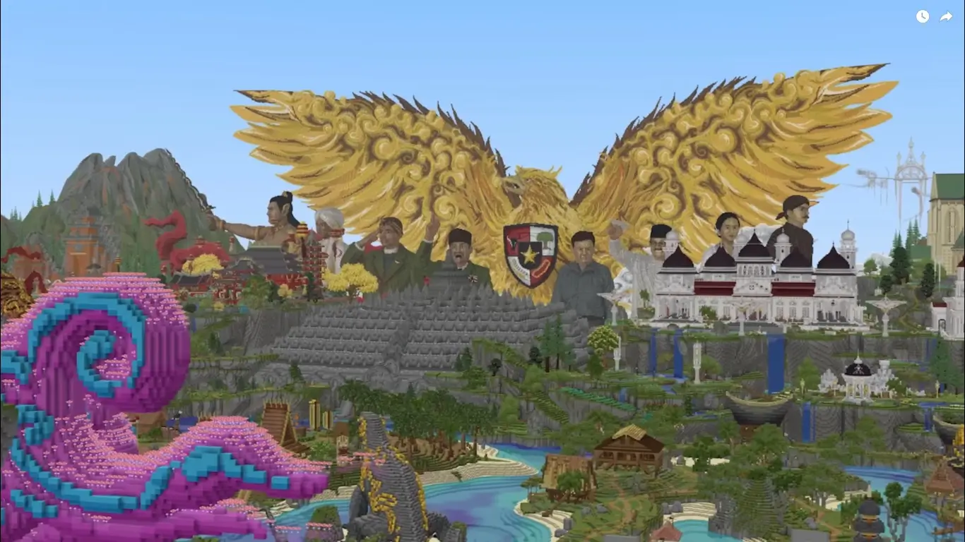 Tim kreator Minecraft Indonesia juarai kompetisi pembangunan kota/negara dunia yang digelar Youtuber terkenal MrBeast setelah tampilkan miniature Indonesia secara detail. (Foto: Tangkapan layar YouTube/MrBeast Gaming)