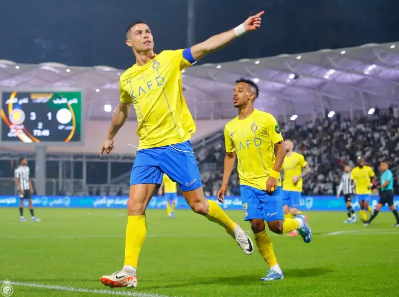 Cristiano Ronaldo merayakan gol ke-50 di 2023 dalam pertandingan Al-Nassr melawan Al Shabab di Piala Raja Saudi, Selasa dini hari WIB tadi (Foto: Al-Nassr)