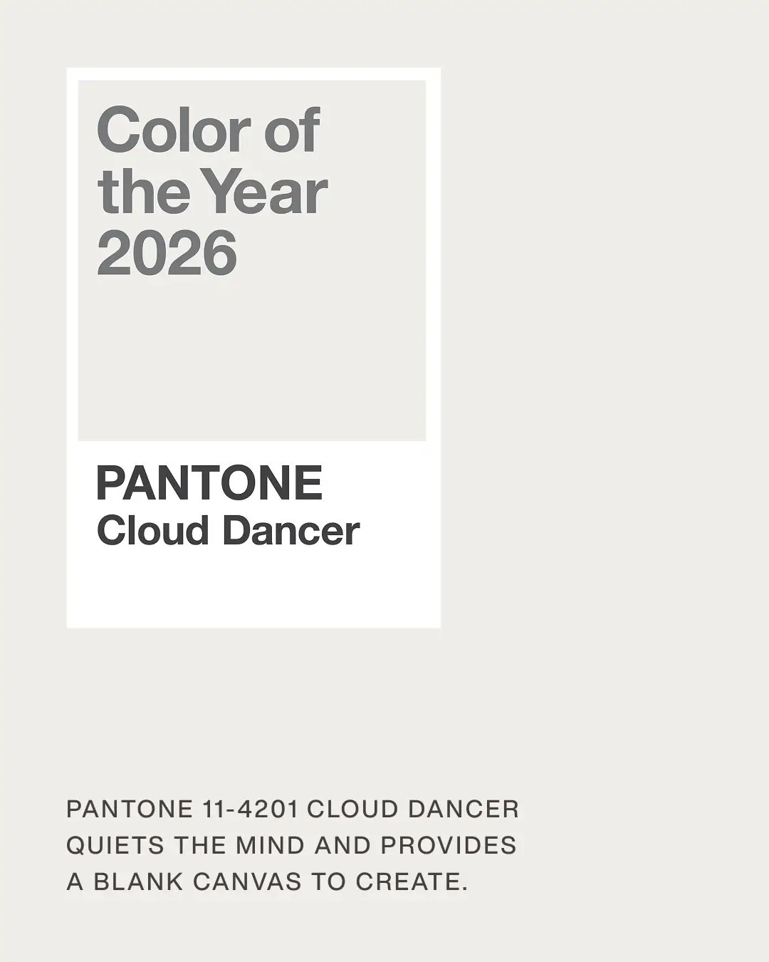 Pantone Umumkan Cloud Dancer sebagai Color of the Year 2026 Damai Tenang tapi Menuai Pro Kontra