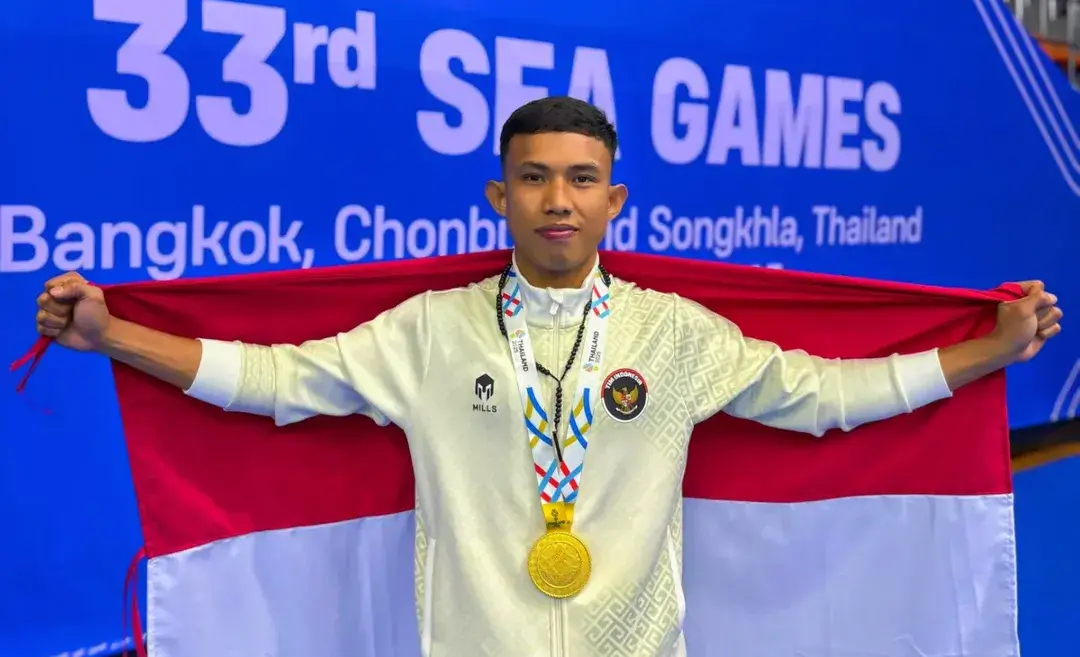 Riyan Jefri Hamonangan Lumbanbatu, peraih medali emas cabor Kickboxing nomor K1-60 Kg di SEA Games 2025. (Foto: Instagram/riyanjefrimarbun)